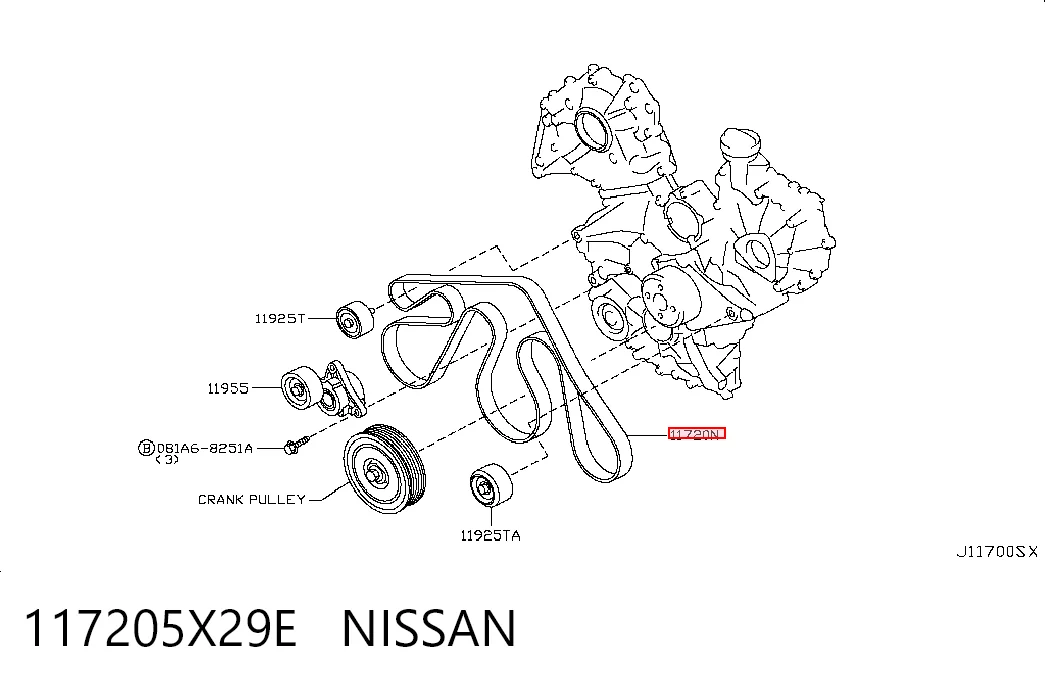  Ремінь генератора Nissan Navara 