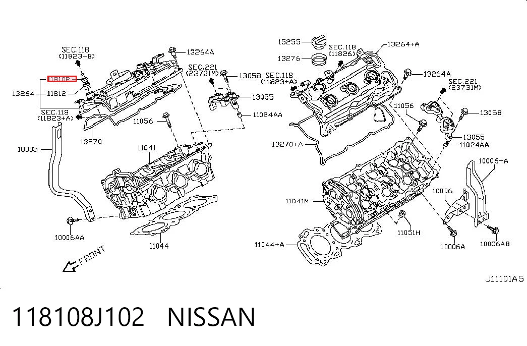 Клапан PCV (вентиляції картерних газів) на Nissan Teana  J31