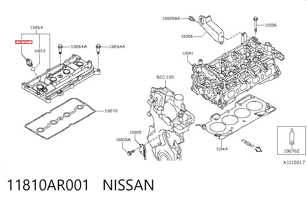 11810AR001 Nissan/Infiniti Клапан PCV (вентиляції картерних газів)