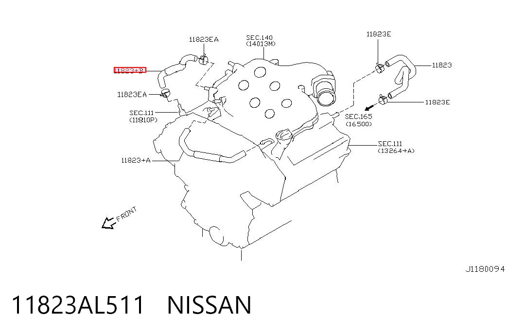11823AL511 Nissan/Infiniti Шланг повітряний вентиляції картера