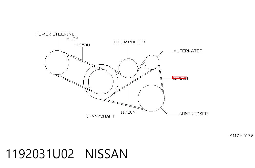 Клиновий ремінь Renault (RVI) 1192031U00 ціна, від 9.39 USD