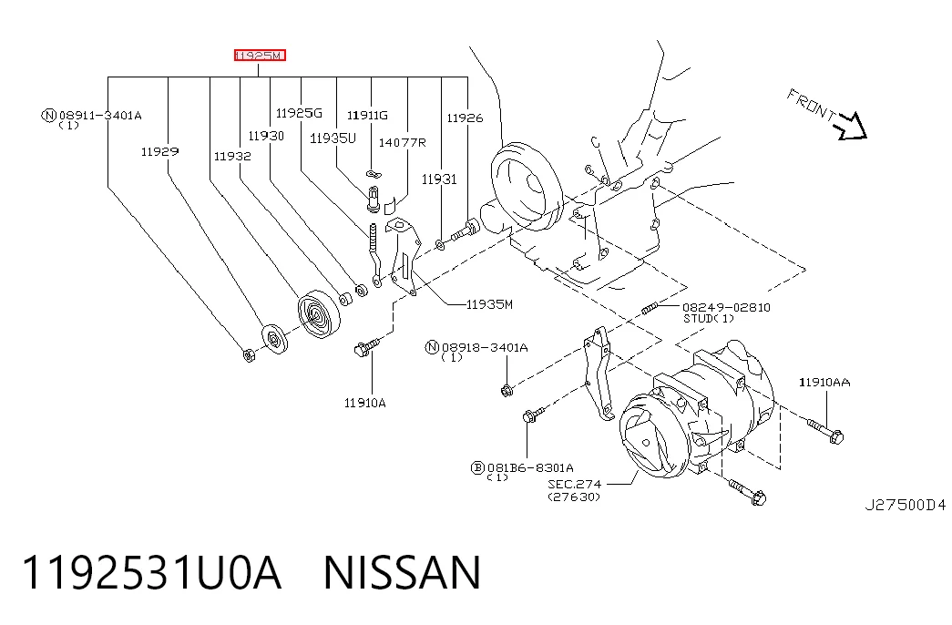 Натяжний ролик 1192531U04 Renault (RVI)