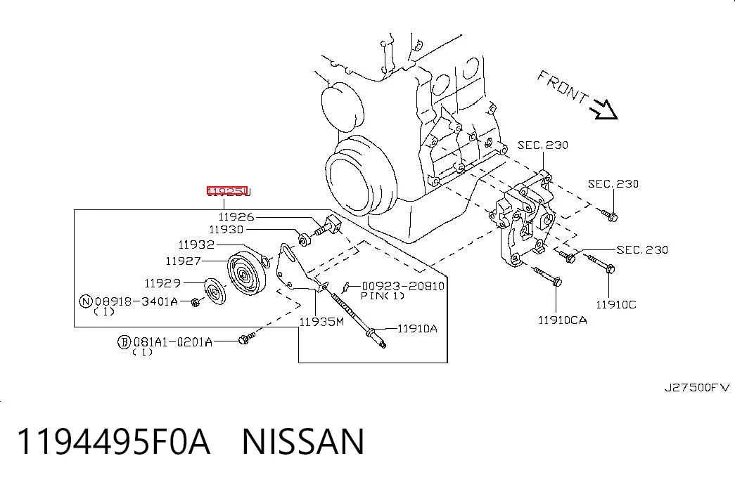 Натяжна планка поліклинового ременя на Nissan Almera CLASSIC B10RS