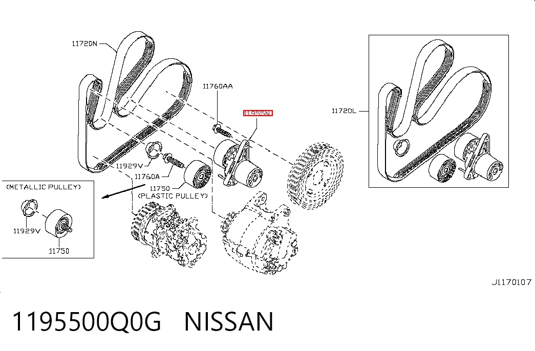 Натягувач приводного ременя Nissan Qashqai II позашляховик (J11) (2013 - 2021) ціна, від 77.00 USD