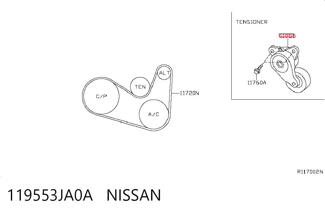 Купити Натягувач приводного ременя Nissan Teana  J31