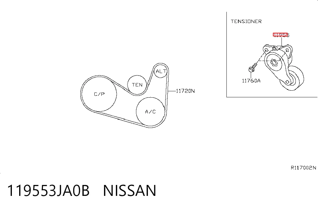 119553JA0B Nissan/Infiniti Натяжна планка поліклинового ременя