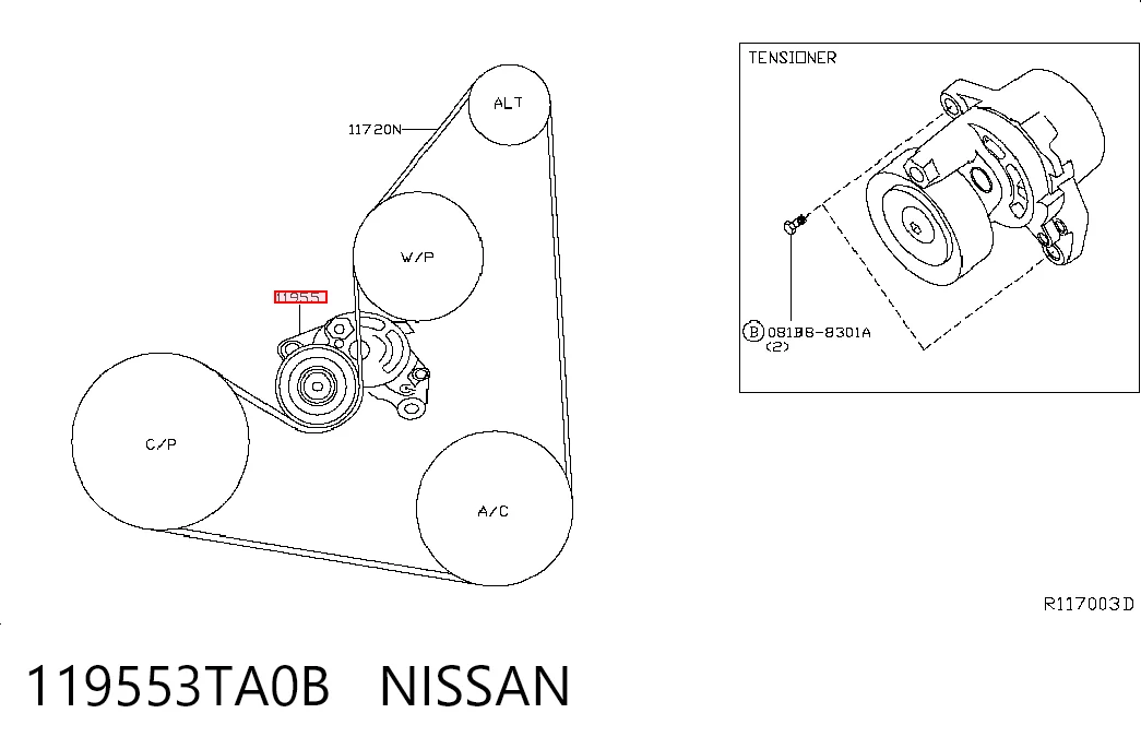 Купити Натягувач приводного ременя Nissan Altima L33 