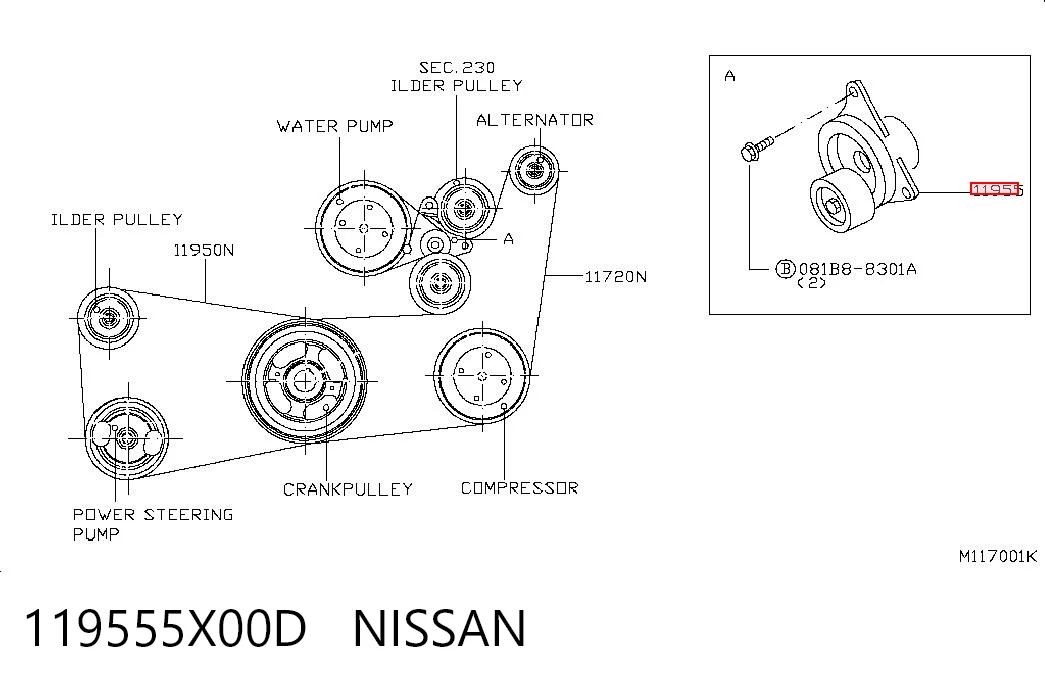 119555X00D Nissan/Infiniti Натяжна планка поліклинового ременя