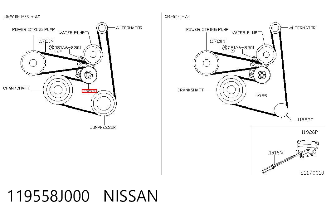 119558J000 Nissan/Infiniti Натяжна планка поліклинового ременя