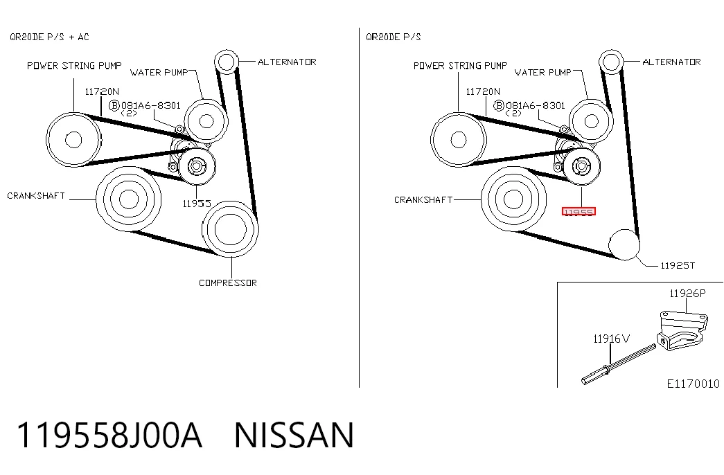 119558J00A Nissan/Infiniti Натяжна планка поліклинового ременя