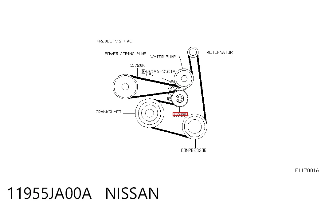 11955JA00A Nissan/Infiniti Натяжна планка поліклинового ременя