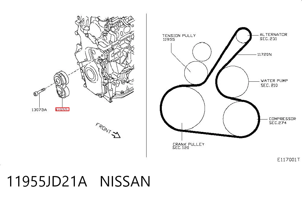 11955JD21A Nissan/Infiniti Натяжна планка поліклинового ременя