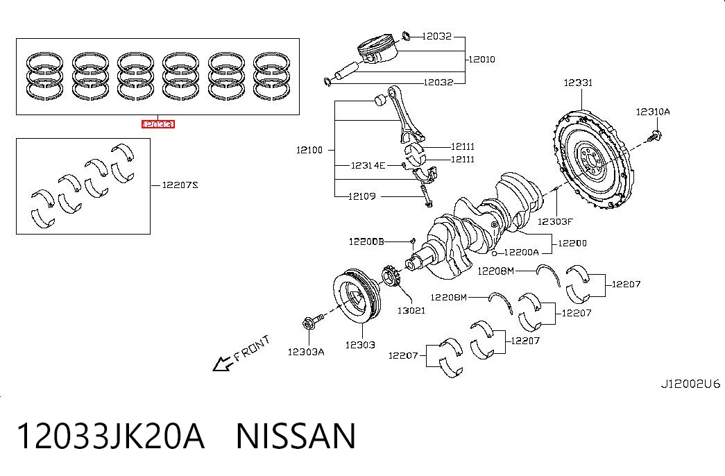 12033JK20A Nissan/Infiniti Поршні і шатуни