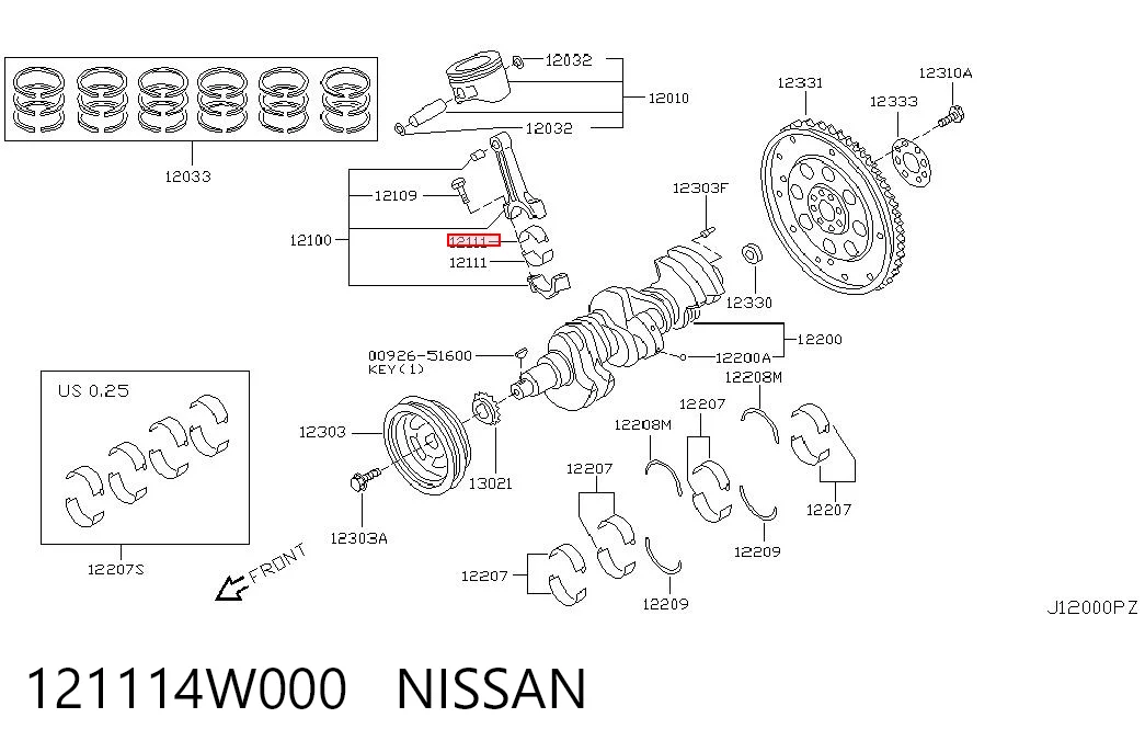 Підшипник шатуна на Nissan Murano  Z51