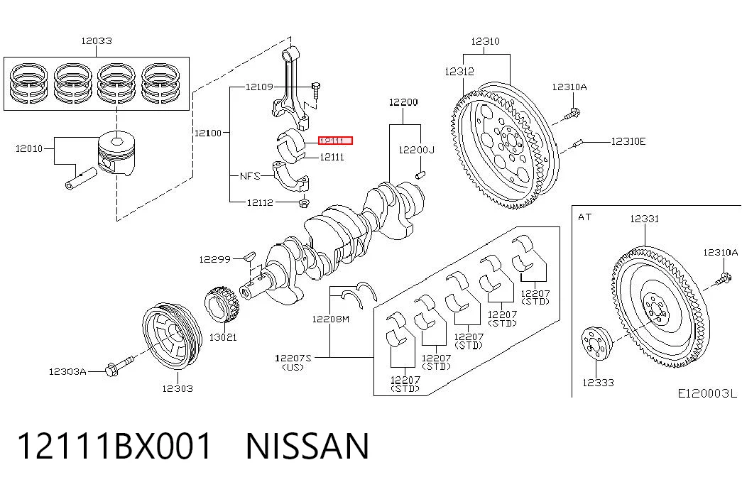 Підшипник шатуна на Nissan Micra  K12
