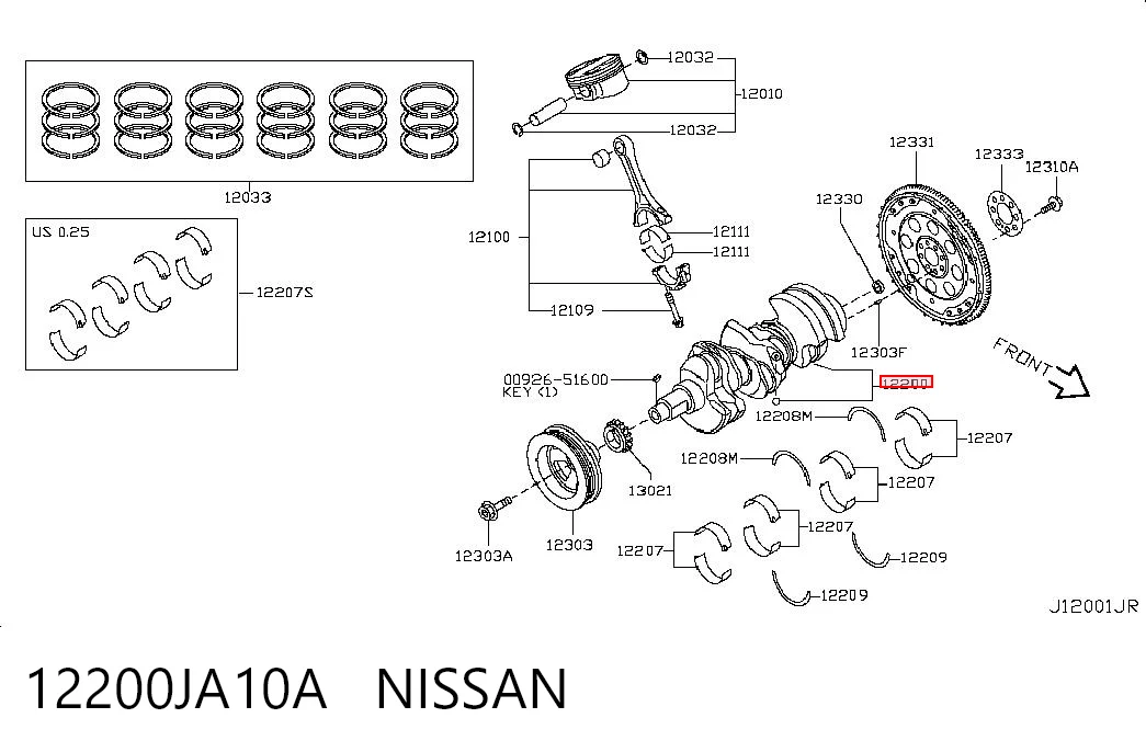 Колінвал двигуна на Nissan Teana  J32