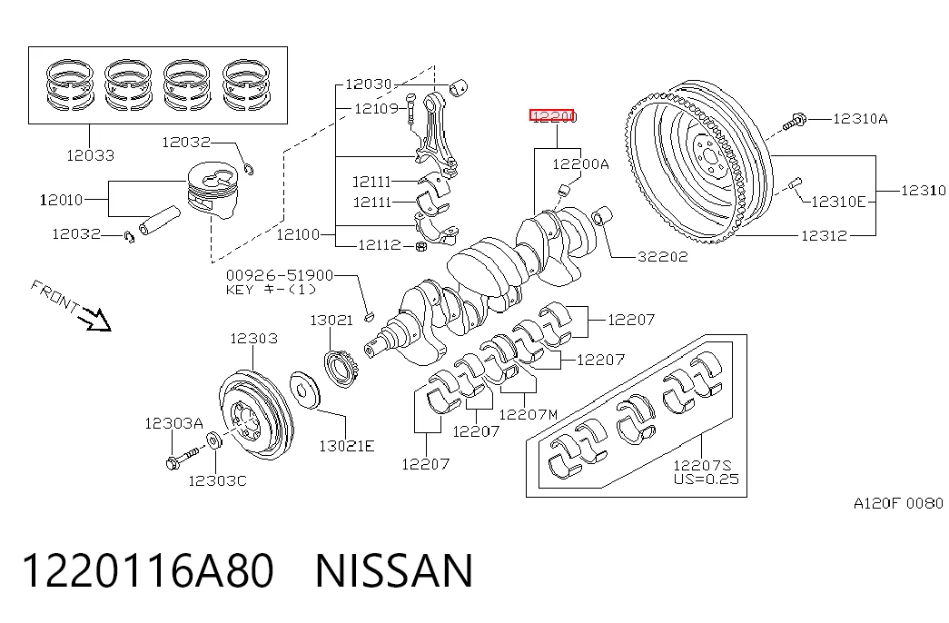 Колінвал двигуна Nissan Sunny 1 B11