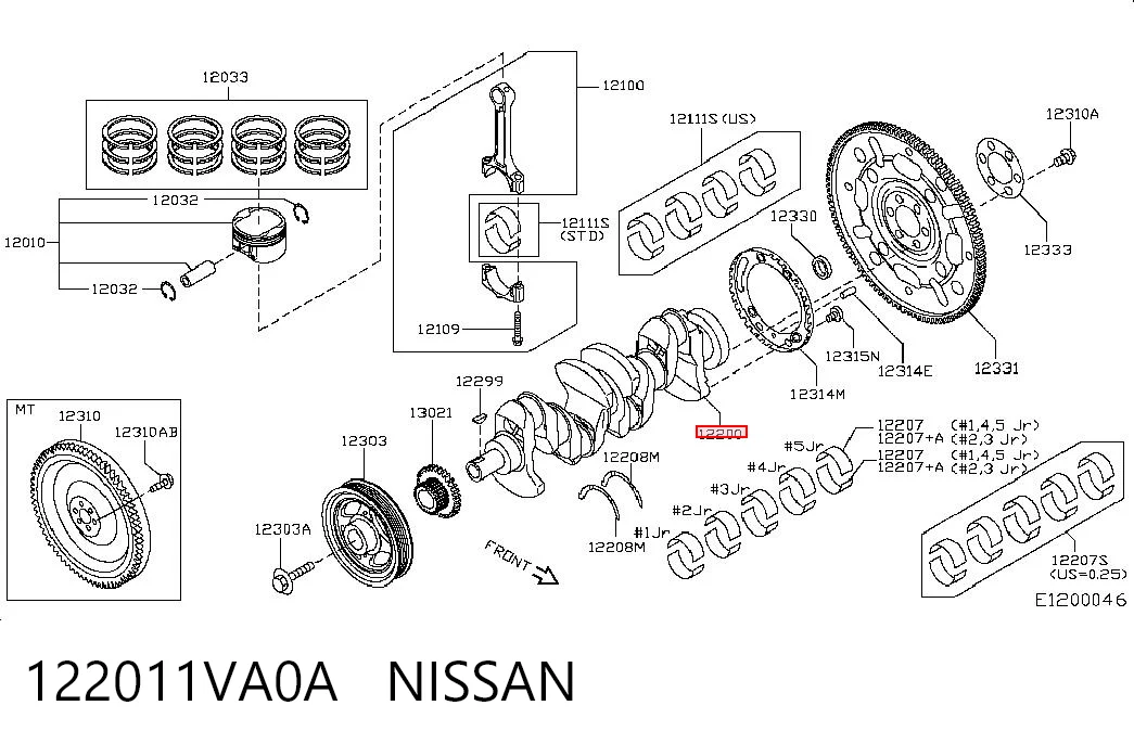 Колінвал двигуна на Nissan X-Trail  T31