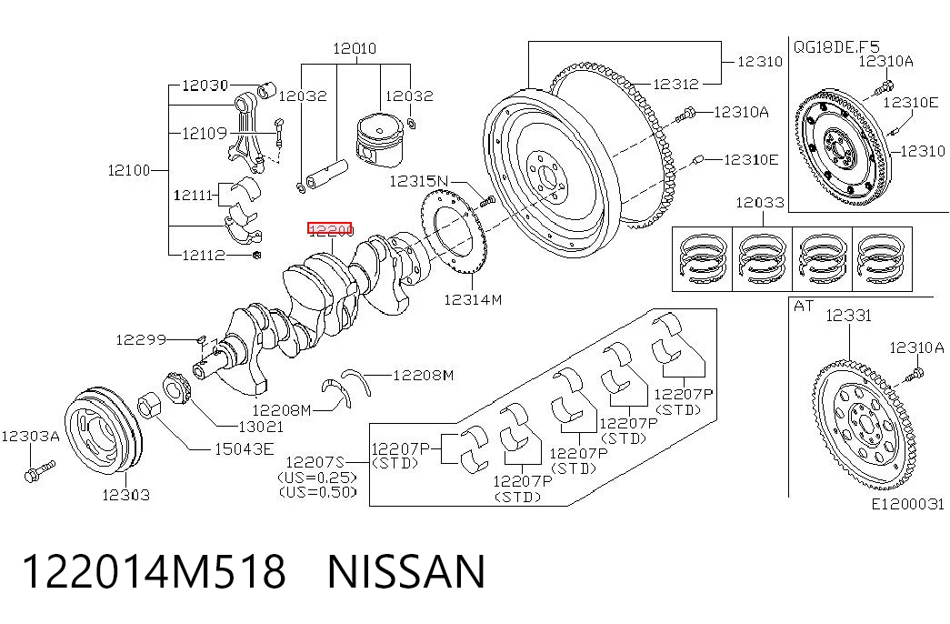 Колінвал двигуна на Nissan Almera CLASSIC B10RS