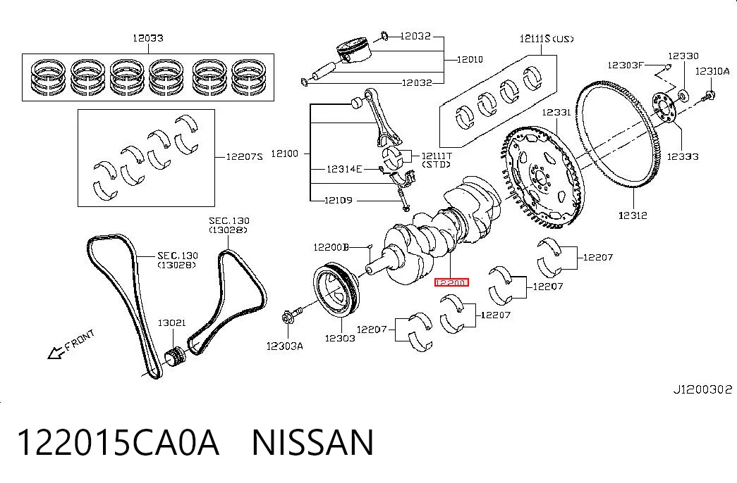 122015CA0A Nissan/Infiniti Колінвал двигуна