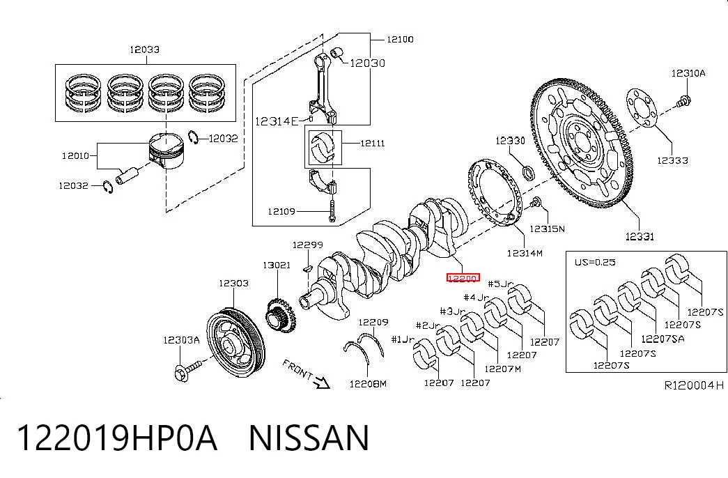 Колінвал двигуна на Nissan Rogue  T32U