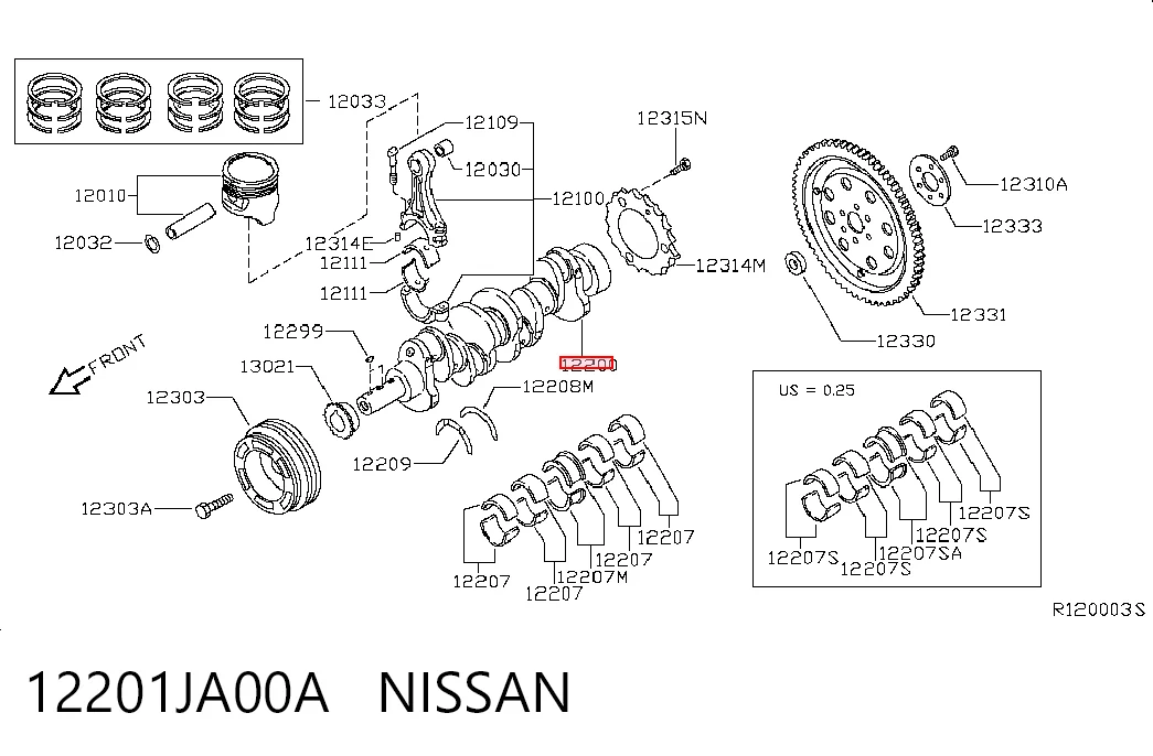 Колінвал двигуна на Nissan X-Trail  T30