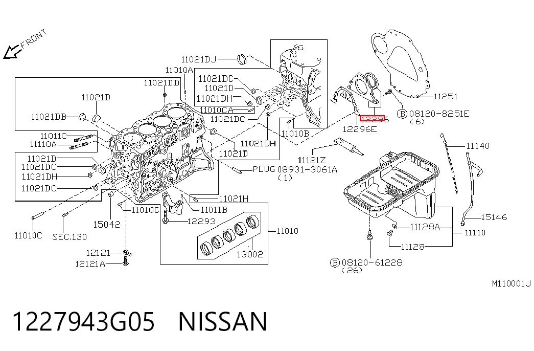 Сальник коленвала корінний на Nissan Terrano I WD21