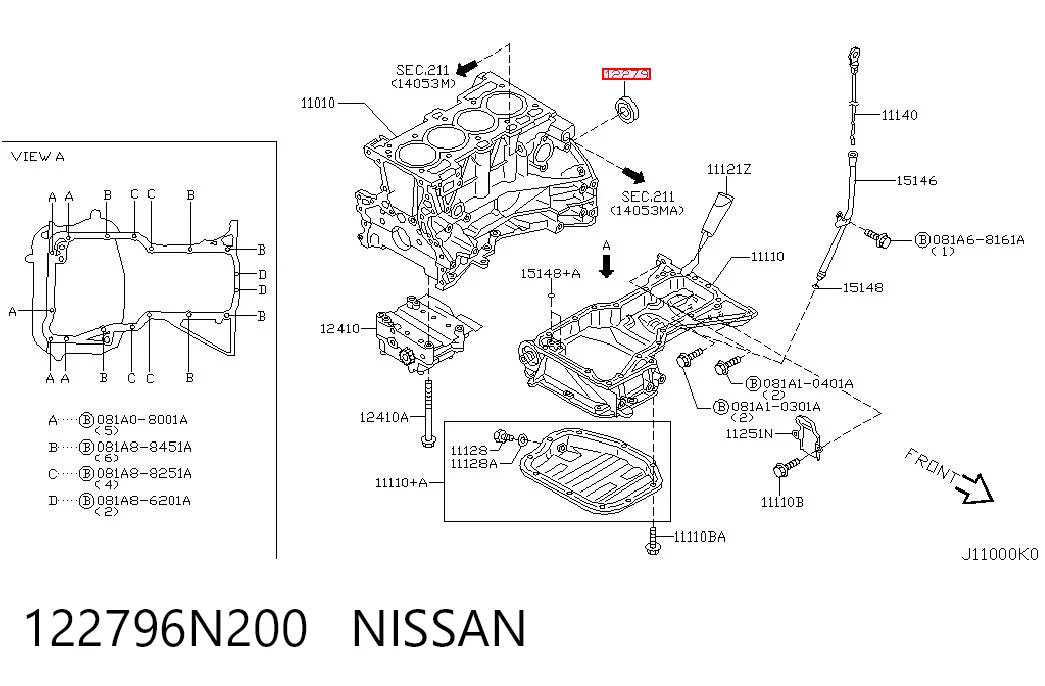  Сальник колінвала задній Nissan Maxima 
