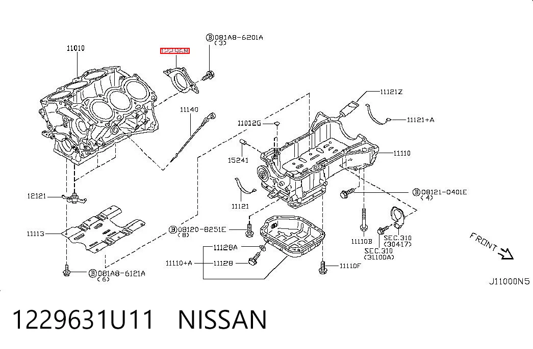Сальник коленвала корінний на Nissan Teana  J31