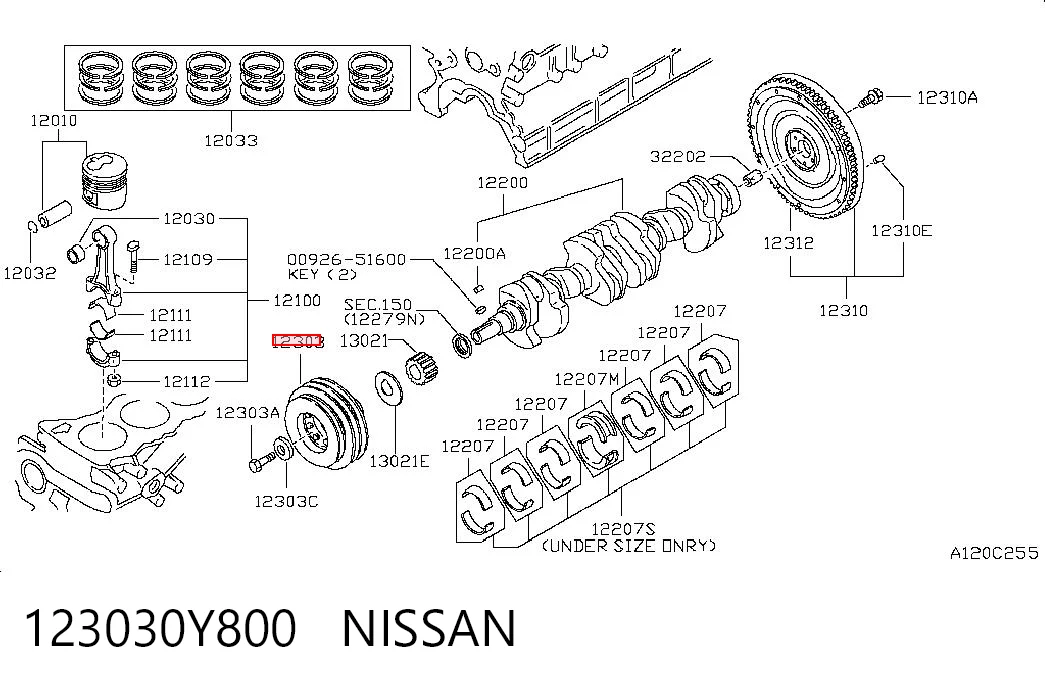Шків колінвала (демпфер ) Nissan Patrol позашляховик (Y61) (1997 - 2010) ціна, від 74.06 USD