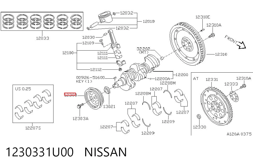 Шків колінвала (демпфер ) Nissan Maxima седан (A32) (1994 - 2000) ціна, від 63.78 USD