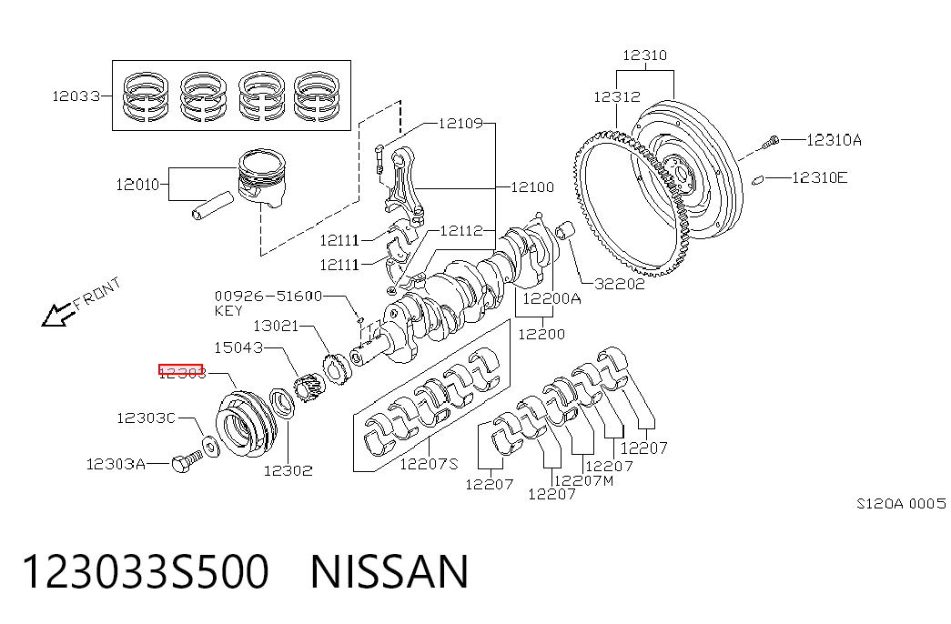 Шків колінвала (демпфер ) Nissan Terrano II позашляховик (R20) (1993 - 2006) ціна, від 73.27 USD