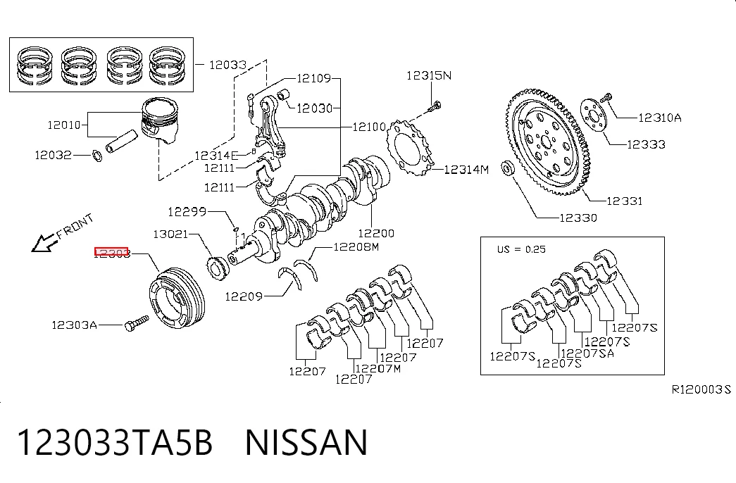Шків колінвала (демпфер ) Nissan Rogue позашляховик (T32U) (2013 - 2020) ціна, від 22.81 USD