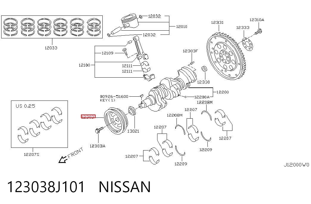 Шків колінвала (демпфер ) Nissan Teana седан (J31) (2003 - 2008) ціна, від 28.31 USD