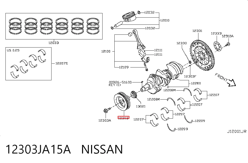 Шків колінвала (демпфер ) Nissan Teana седан (J32) (2008 - 2013) ціна, від 16.93 USD