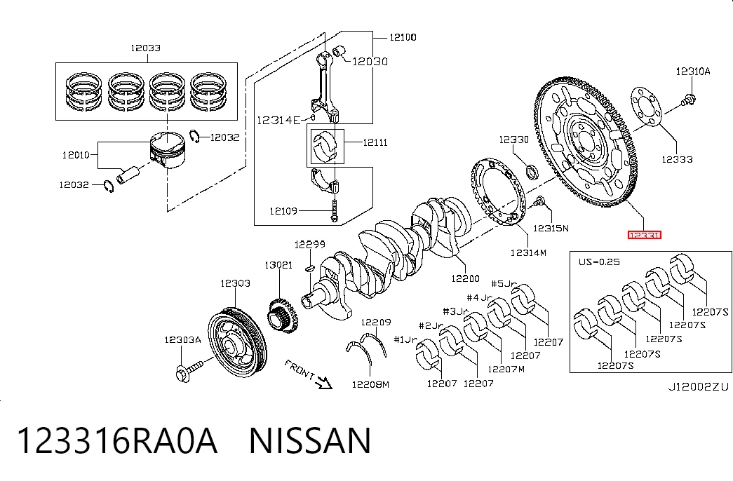 Маховик двигуна Nissan Rogue позашляховик (T32U) (2013 - 2020) ціна, від 26.08 USD