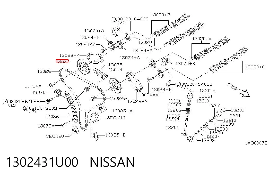 Шестерня приводу розподільного валу на Nissan Maxima  A32