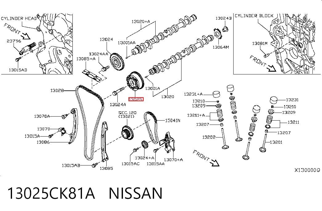 Шестерня приводу розподільного валу на Nissan Qashqai +2 I J10