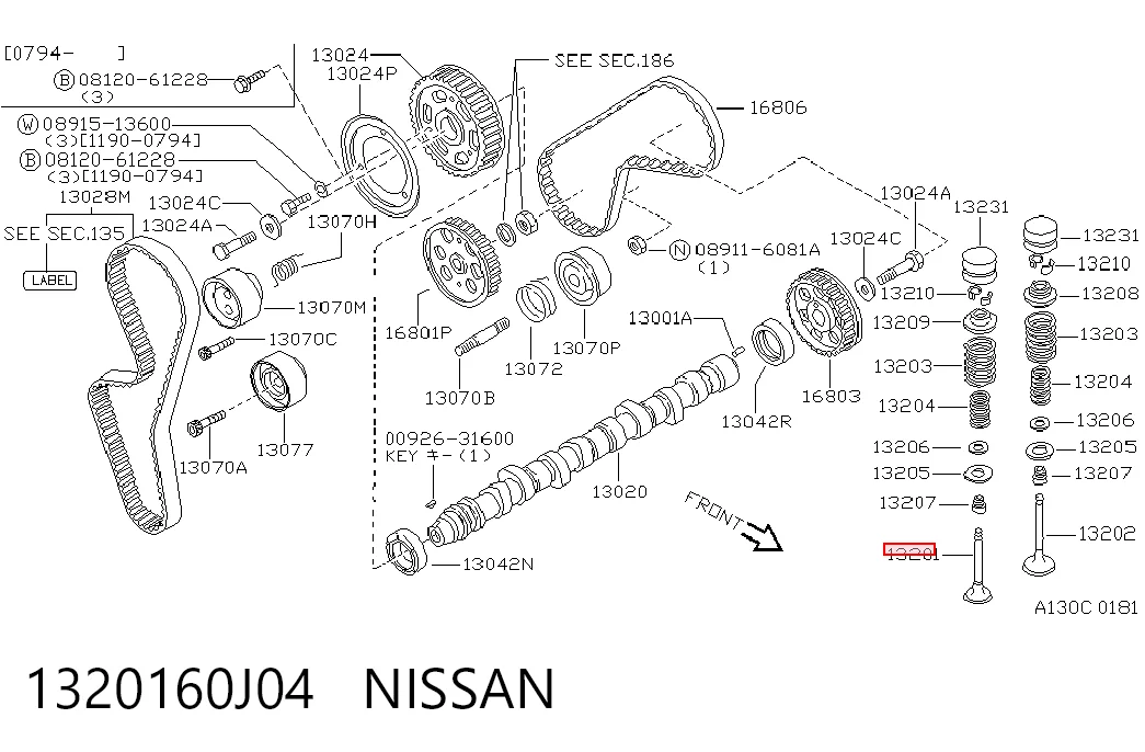 1320160J01 NIPPON MOTORS Клапан впускний