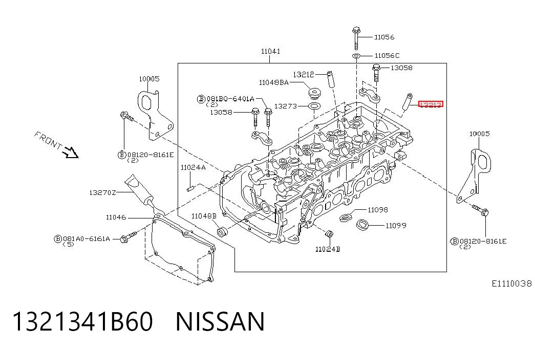 Купити 1321341B60 NIPPON MOTORS Направляюча клапана, випускного