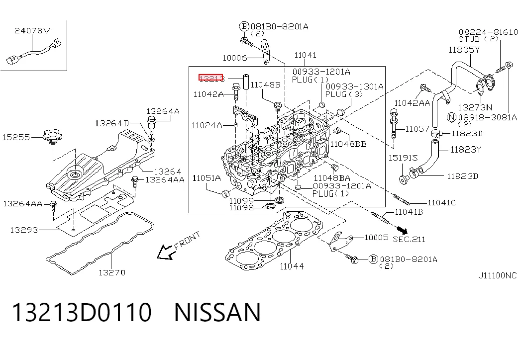 Купити 13213D0110 NIPPON MOTORS Направляюча клапана, випускного