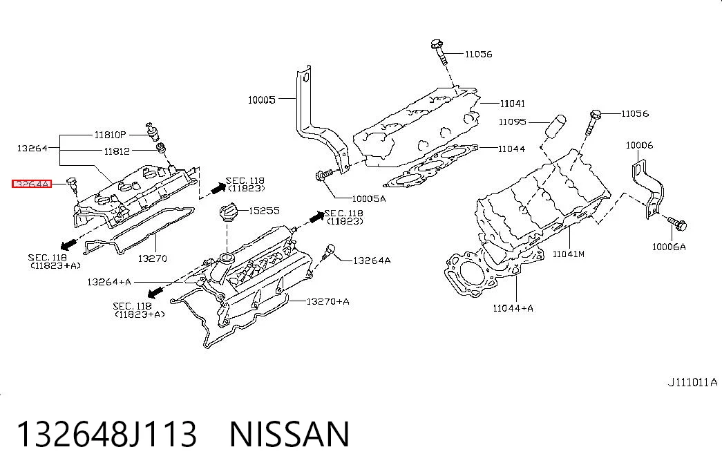132648J113 Nissan/Infiniti Кришка клапанна, ліва