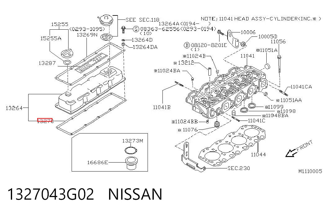 Купити 1327043G01 NIPPON MOTORS Прокладка клапанної кришки