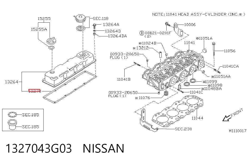 Прокладка клапанної кришки 1327043G01 NIPPON MOTORS