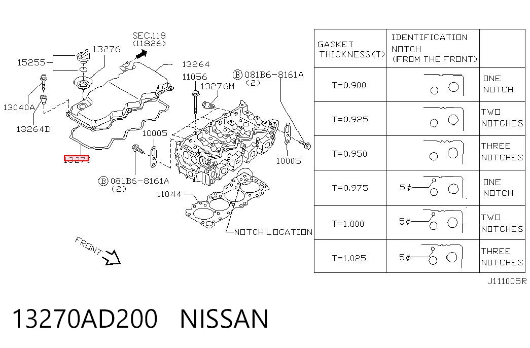 13270AD200 NIPPON MOTORS Прокладка кришки клапанної 