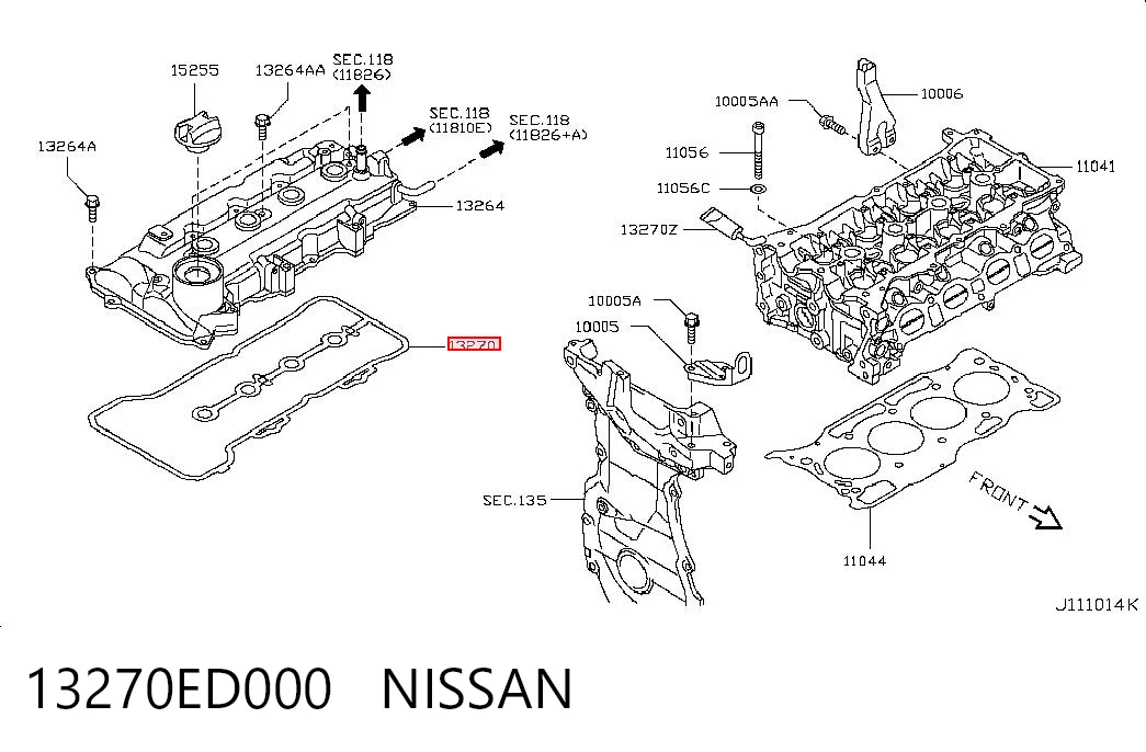 Прокладка клапанної кришки двигуна Nissan Qashqai +2 I позашляховик (J10) (2007 - 2014) ціна, від 12.03 USD
