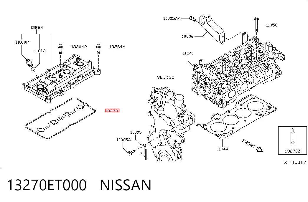13270ET000 Nissan/Infiniti Прокладка кришки клапанної 