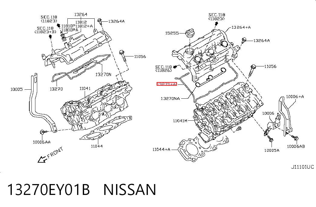 13270EY01B Nissan/Infiniti Прокладка клапанної кришки двигуна, ліва
