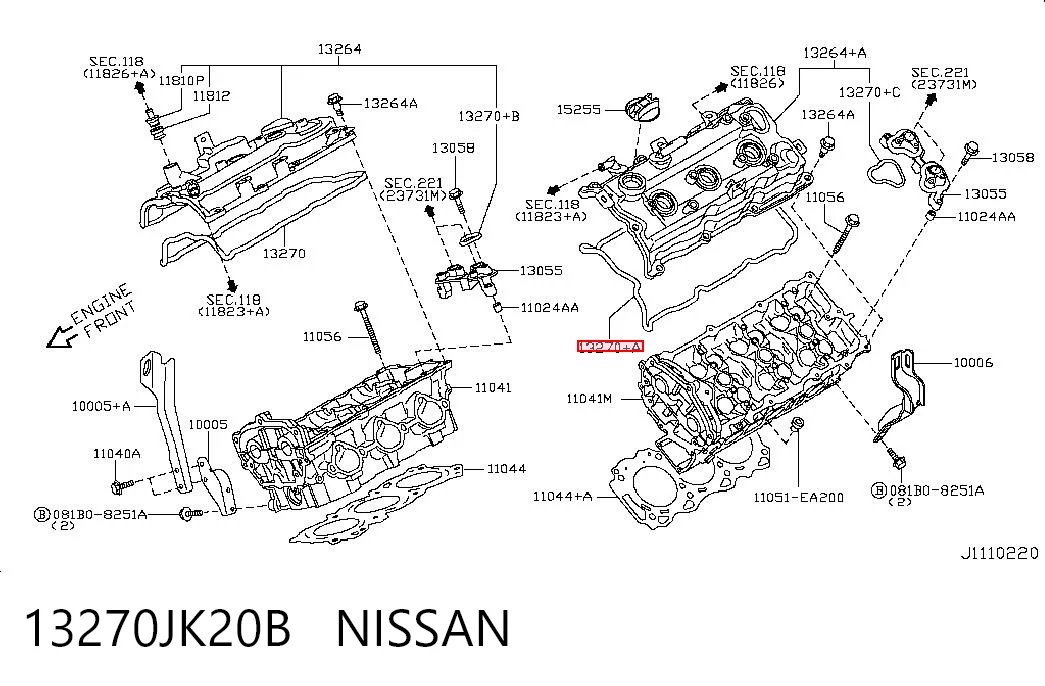 13270JK20B Nissan/Infiniti Прокладка клапанної кришки двигуна, ліва