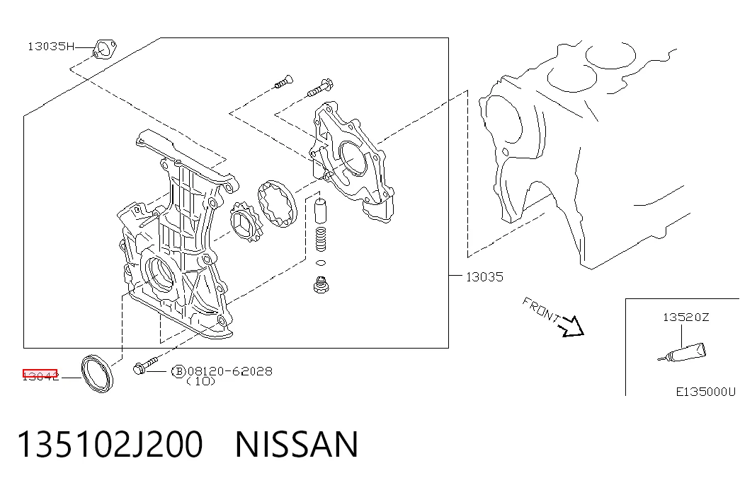 Сальник коленвала двигуна, передній NIPPON MOTORS 1351040F00 ціна, від 4.66 USD